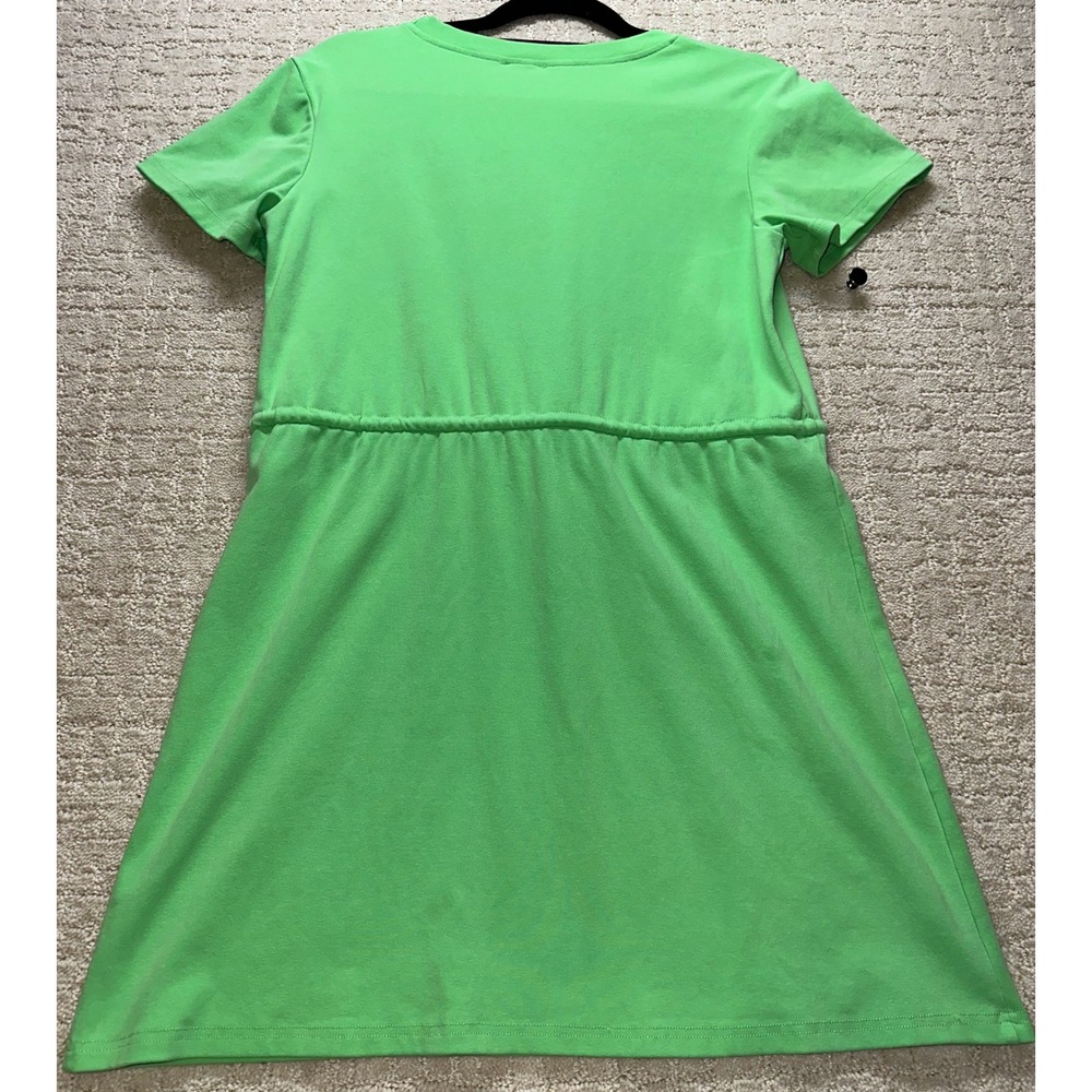 Pink Lily Mint Green Round Neck Casual Cotton Dress Cap Sleeve Size S Tie Waist - Picture 7 of 7